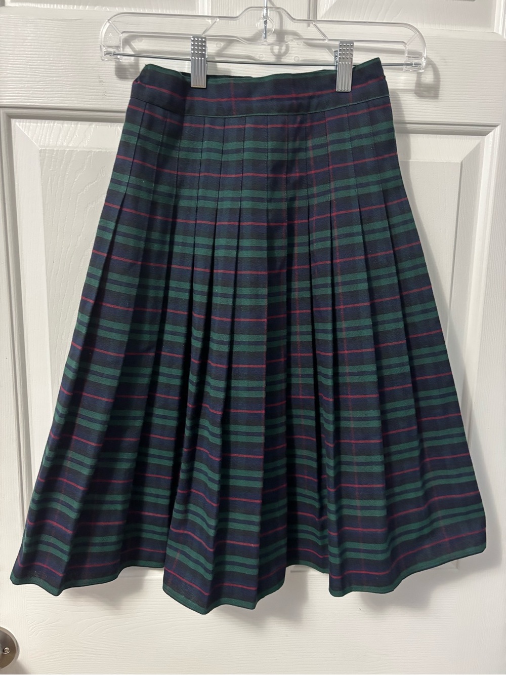 Vintage Betty Z Pleated School Uniform Skirt Plaid Green Navy Red Size 10K Made